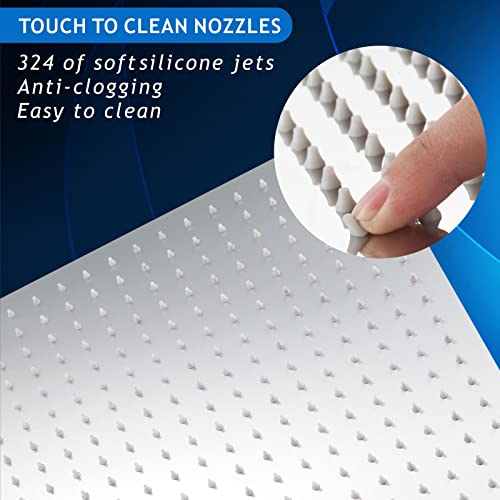 Voolan Oversize Rain Shower Head - High Flow Square Rainfall Showerhead - Waterfall Full Body Coverage - Universal Ceiling or Wall Mount (16 Inch, Chrome) - color: Chrome, size: 16 Inch