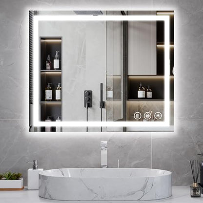 Koonmi 36x24 LED Bathroom Mirror, Shatterproof Mirror with Light | 90CRI Shatterproof Vanity Mirror with Backlit + Front Lit, Easy Install for Bathroom Hotel (IP65) - size: 36"L x 24"W