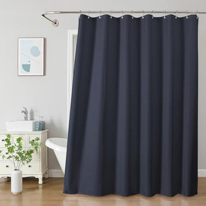 2-in-1 Waterproof Fabric Shower Curtain - No Separate Liner Needed, Hotel-Style Waffle Weave, Effortless Cleaning & Washable Bathroom Shower Curtain Set,72Wx72H,Navy Blue - color: Navy Blue, size: 72"W x 72"L (Pack of 1)
