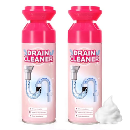Foaming Drain Cleaner Clog Remover for Kitchen & Bathroom Pipes 2Pack | Expanding Foam Action, Helps Break Down Grease, Soap Scum and Food Buildup, Keep Drains Fresh, Fast Drain Care