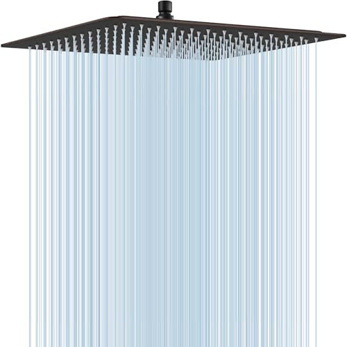 Midanya Square Rain Shower Head,High Pressure,Oil Rubbed Bronze 16 Inch | 360°Swivel,Ceiling or Wall Mount,Waterfall Full Body Coverage,Bathroom Remodel,Stainless Steel Large Rainfall Shower Head - color: Bronze, size: 16 Inch