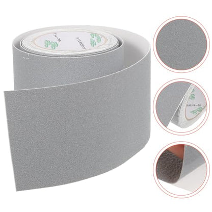 Angoily Wear-resistant Anti-slip Tape for Bathroom and Stairs, Waterproof Abrasive Non-skid Strip with Gray Pebble Texture, 10cm X 5m Roll, Bathtub and Shower Safety Grip