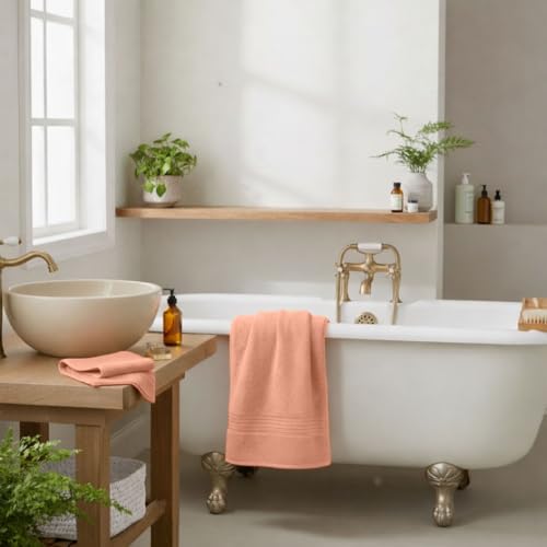 8 Piece Bath Towels for Bathroom - 100% Cotton, Soft Absorbent Bathroom Towels Set - 2 Extra Large Bath Towels, 2 Hand Towels & 4 Washcloths - Hotel Spa Thick Plush Towel, Peach - color: Peach (Pack of 8)