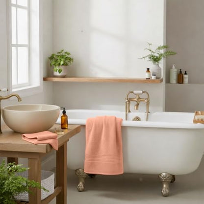 8 Piece Bath Towels for Bathroom - 100% Cotton, Soft Absorbent Bathroom Towels Set - 2 Extra Large Bath Towels, 2 Hand Towels & 4 Washcloths - Hotel Spa Thick Plush Towel, Peach - color: Peach (Pack of 8)