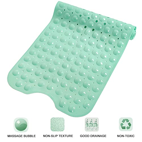 Bathtub and Shower Mats, Extra Long Non-Slip Bath Tub Mat 39 x 16 Inch, Machine Washable Bathmat with Suction Cups & Drain Holes for Bathroom Floor, Pale Green - color: Pale Green