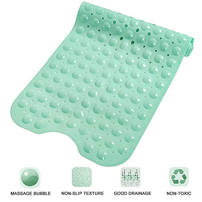 Bathtub and Shower Mats, Extra Long Non-Slip Bath Tub Mat 39 x 16 Inch, Machine Washable Bathmat with Suction Cups & Drain Holes for Bathroom Floor, Pale Green - color: Pale Green
