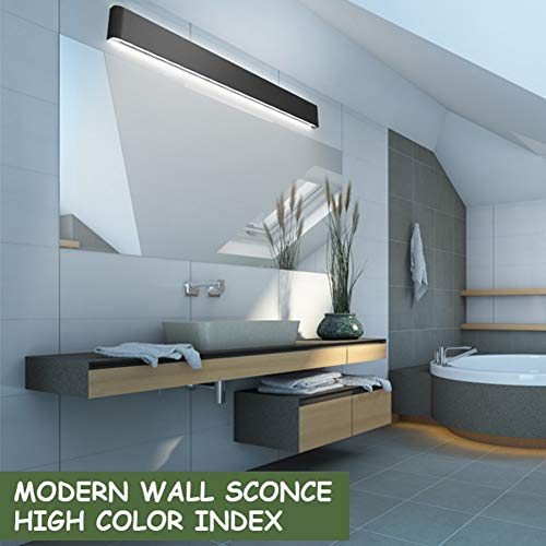 Aipsun 43.3in/40W Modern Black Vanity Light Fixtures LED Black Bathroom Wall Light Up and Down Bathroom Lighting Fixtures White Light 5000K - color: White Light Black, size: 43.3 inch, style: 5000K