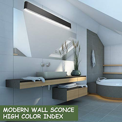 Aipsun 43.3in/40W Modern Black Vanity Light Fixtures LED Black Bathroom Wall Light Up and Down Bathroom Lighting Fixtures White Light 5000K - color: White Light Black, size: 43.3 inch, style: 5000K