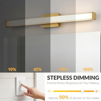 URSOLA 36" Modern LED Bathroom Light Fixtures, Golden 3CCT Dimmable Bathroom Vanity Light Over Mirror, Bathroom Vanity Bath Bar Lights with Double Layer Acrylic Shade - color: Golden, size: 36inch
