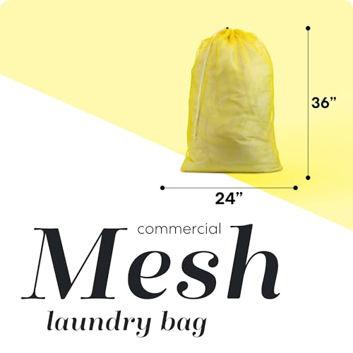 Handy Laundry Mesh XL Laundry Bag 24"x36" 2-Pack, Heavy Duty, Yellow | 2-Pack, XL 24x36 Mesh Laundry Bag, Secure Drawstring, Heavy Duty, Machine Washable, for Delicates Dorm Travel Storage, Yellow - color: Yellow