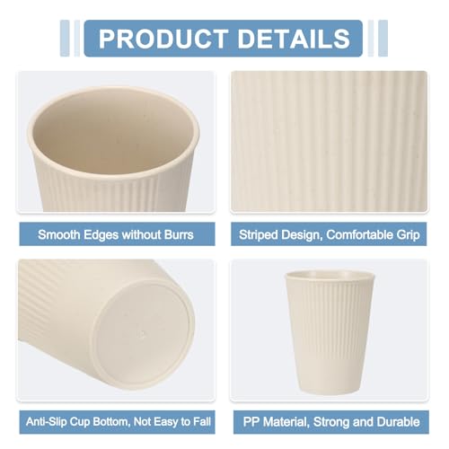 uxcell 4 Pcs Simple Toothbrush Cup, 3.3 x 3.3 x 4.2 Dishwasher Safe Bathroom Tumbler Reusable Plastic Cup Set for Storing Toothpaste Combs, Beige - color: Beige