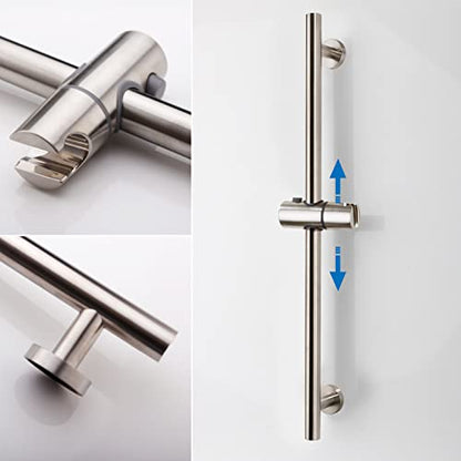 Brushed Nickel Shower Slide Bar, Bathroom Shower Slide Bar with Adjustable Handheld Shower Holder, Stainless Steel Slide Slide Bar Wall Mount Sliding Bar - color: Brushed Nickel