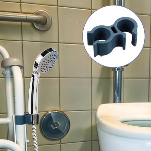 2 Pack Shower Hose Holder for Shower Chair, Bath Seat Bracket Attachment, Universal Hose Clip for Transfer Bench, Tub Stool, Elderly Disabled Bathing Aid - color: Bluegray