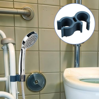 2 Pack Shower Hose Holder for Shower Chair, Bath Seat Bracket Attachment, Universal Hose Clip for Transfer Bench, Tub Stool, Elderly Disabled Bathing Aid - color: Bluegray