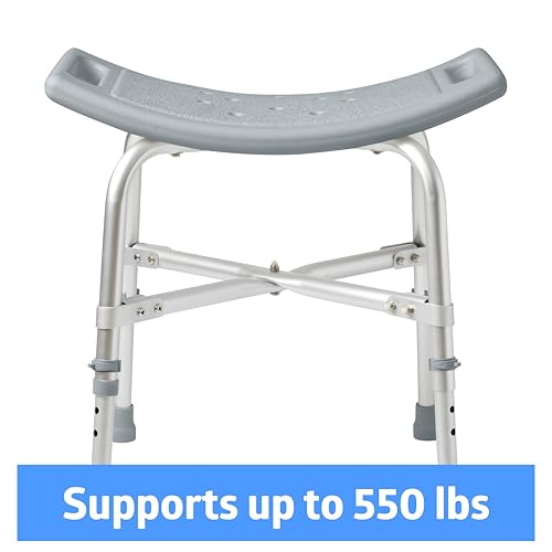 Medline Heavy Duty Shower Chair Bath Bench Without Back, Bariatric Bath Chair Supports up to 550 Lbs - style: Bench