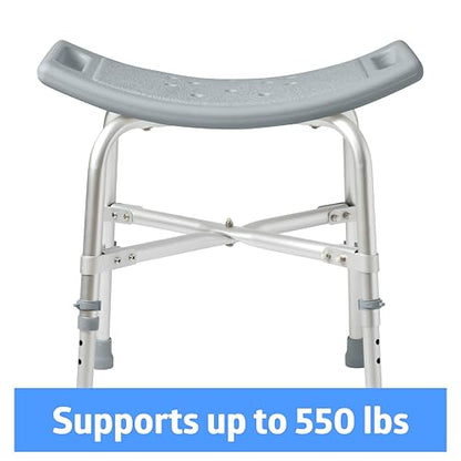 Medline Heavy Duty Shower Chair Bath Bench Without Back, Bariatric Bath Chair Supports up to 550 Lbs - style: Bench