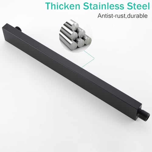 16 Inch Shower Arm With Flange, Wall-Mounted Rain Shower Head Extension Arms,Made of Thicken Stainless Steel for Bathroom Rainfall Shower,Matte Black,SE-91118-16MB - color: Matte Black(91118)