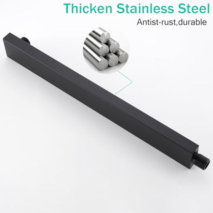 16 Inch Shower Arm With Flange, Wall-Mounted Rain Shower Head Extension Arms,Made of Thicken Stainless Steel for Bathroom Rainfall Shower,Matte Black,SE-91118-16MB - color: Matte Black(91118)