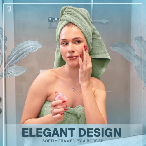 Luxe 2-Piece Bath Towel Set – Large Soft Cotton Towels, Absorbent, Durable & Skin-Friendly, Machine Washable, 27 x 54 in (Sage Green) - color: Sage Green