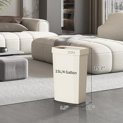 4 Gallon, Small Slim Garbage Can, Open Top Trash Can for Bathroom, Kitchen, Office, Bedroom, Living Room (White) - color: White