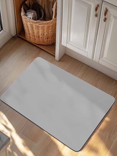Alandar Home Bathroom Rug Diatomite Stone Bath Mat, Grey Solid Color Absorbent Bath Rug Non Slip Shower Mat, Minimalist Art Quick Dry Bathroom Mat Kitchen Doormat 24x36in - size: 24x36in