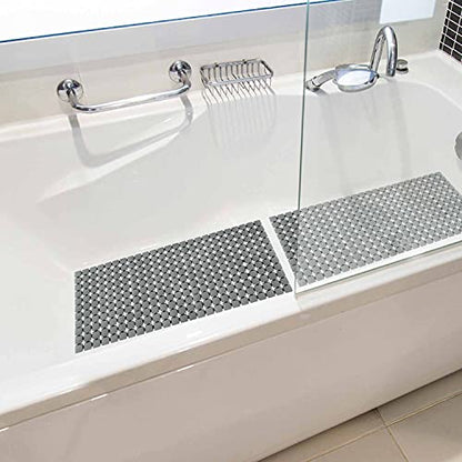 BEMISO Shower Mat Non Slip Bathtub Mat 33.4 x 15.7 Inch Large Size | Suction Cups,Drain Holes,Easy Dry,Easy to Cut - color: Pure Grey, size: 33.4 x 15.7 inches