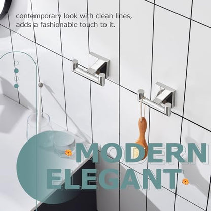 KOKOSIRI Robe Hook Bathroom Double Towel Coat Hooks for Bath Kitchen Wall Mounted, 2 Pack Chrome Stainless Steel B1015CH-P2 - color: Polished Chrome, size: 2 Pack