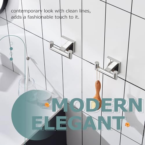 KOKOSIRI Robe Hook Bathroom Double Towel Coat Hooks for Bath Kitchen Wall Mounted, 2 Pack Chrome Stainless Steel B1015CH-P2 - color: Polished Chrome, size: 2 Pack