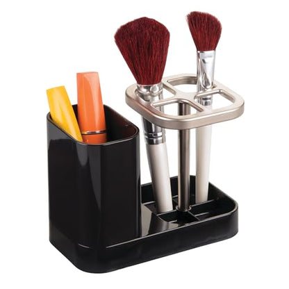 iDesign Toothbrush Holder, Black/Matte Satin | 4 Divided Sections - color: Black