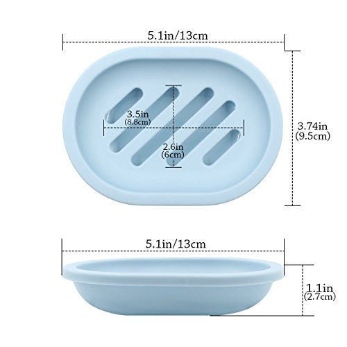 Topsky 2-Pack Soap Dish with Drain, Soap Holder & Saver, Easy Cleaning, Dry, Stop Mushy Soap (Blue) - color: Light Blue