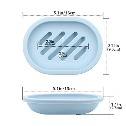 Topsky 2-Pack Soap Dish with Drain, Soap Holder & Saver, Easy Cleaning, Dry, Stop Mushy Soap (Blue) - color: Light Blue