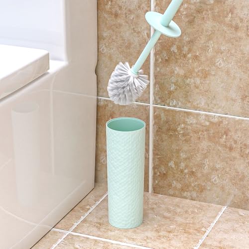 Topsky 2 Pack Compact Toilet Brush & Holder Set, Plastic Round Barrel Loo Brush with 2 Replacement Toilet Brush Head, Durable for Bathroom Toilet, Green - color: Green