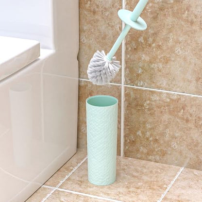 Topsky 2 Pack Compact Toilet Brush & Holder Set, Plastic Round Barrel Loo Brush with 2 Replacement Toilet Brush Head, Durable for Bathroom Toilet, Green - color: Green