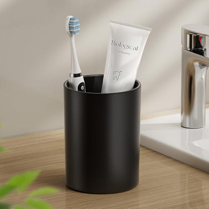 Toothbrush Cup 13.75oz Bathroom Tumbler 1PK,Black | Easy to clean 390ml plastic bathroom tumbler with non-slip grip. Durable toothbrush cup for home, travel and business - color: Black, size: 1PC