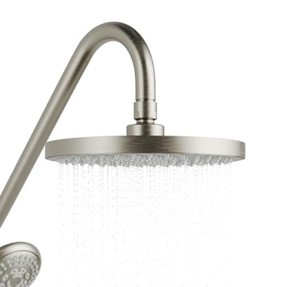 PULSE ShowerSpas Kauai III Brushed Nickel Rain Shower Head with Handheld Spray - 2.5 GPM, 8" Showerhead, 5-Function HandShower, Adjustable Slide Bar - Shower Heads with Handheld Spray Combo - color: Brushed Nickel, size: 2.5 Gallon Per Minute