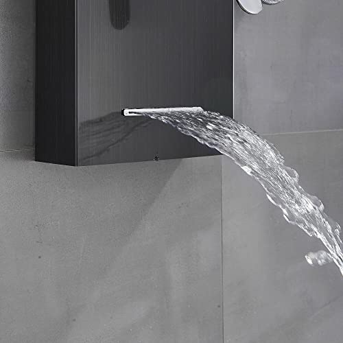 LED Light Shower Panel Tower Rainfall Waterfall Shower Head with Jets Body System Jet