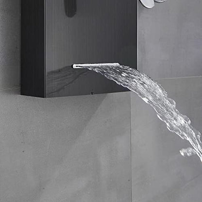 LED Light Shower Panel Tower Rainfall Waterfall Shower Head with Jets Body System Jet