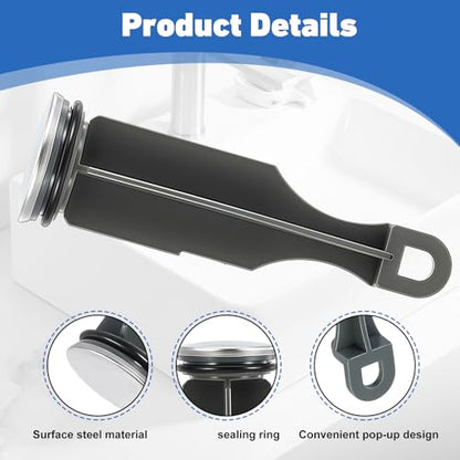 2-Pack Bathroom Sink Pop-Up Drain Stopper compatible with Delta RP5648BN, Gray Replacement Part Compatible with Standard Faucet Sink Drains