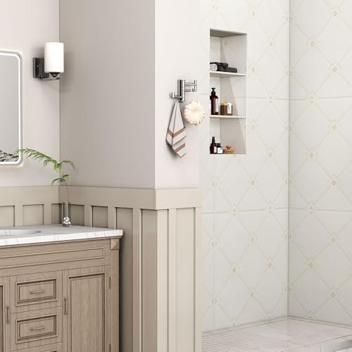 Angle Simple Swivel Towel Hook 3 Arms, Robe Coat Wall Hook, Brushed Nickel | Solid SUS304 Stainless Steel, Hand Towel Holder for Bathroom Shower Kitchen, Fold Flush to the Wall, Screws Mounted - color: Brushed Nickel, size: 1 Pack