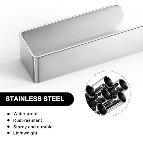 HUFEEOH 2 Pack Adhesive Hand Towel Holder, Sticky Towel Bar Towel Holder Wall Mounted, Stainless Steel Kitchen Towel Holder Hand Towel Rack for Bahtroom Hotel RV Kitchen (Polished Silver) - color: Polished Silver, size: 8 Inch (2PC)