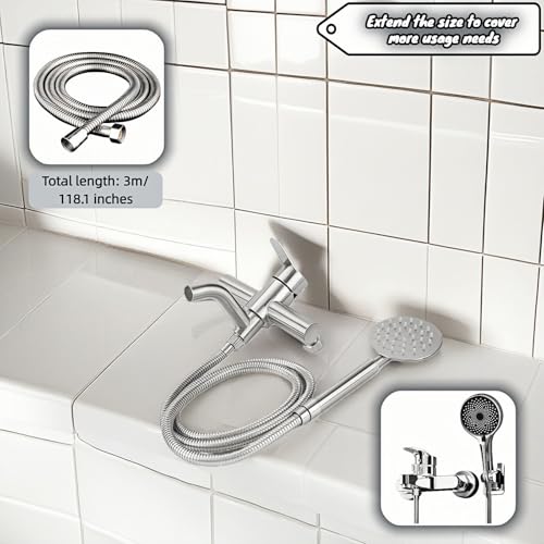 98" Extra Long Shower Hose, 304 Stainless Steel, Leak-Proof & Tangle-Free, Easy Install, Fits Most Showers, Chrome (98.0, Inches)