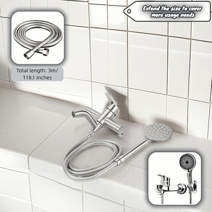 98" Extra Long Shower Hose, 304 Stainless Steel, Leak-Proof & Tangle-Free, Easy Install, Fits Most Showers, Chrome (98.0, Inches)