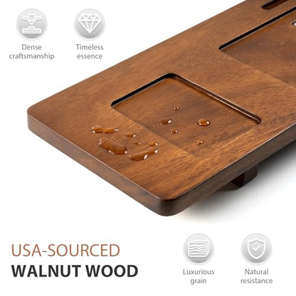 Wood Bathtub Tray Caddy - 35" Non-Slip Luxury Bath Board for Freestanding Tub - Premium Wood Bathtub Organizer with Wine Glass, Book & Phone Holder for Spa Relaxation, Gift Ideas