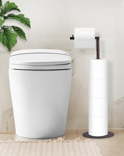 Toilet Paper Holder Stand, Free Standing Toilet Paper Roll Holder for 4 Spare Rolls, Modern Bathroom Toilet Paper Stand with Reserve, Oil Rubbed Bronze, Housen Solutions