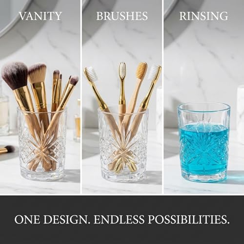 Godinger Bathroom Tumbler Cup Glass, Water Glass, Toothbrush Holder - Dublin Crystal Collection, 8oz - size: 8 Ounces