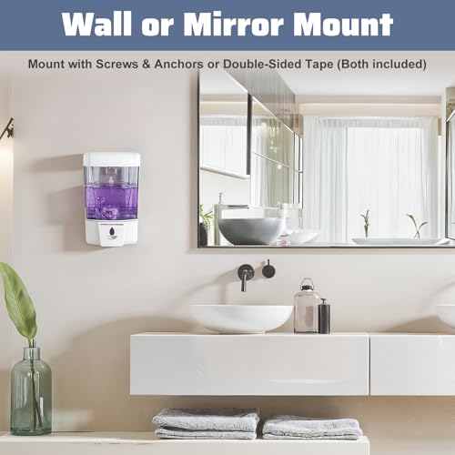 4 Pack Automatic Soap Dispenser Wall Mount,Touchless Liquid Soap Dispenser,Battery Operated,600 ml / 20 oz Commercial Hand Detergent Dispenser for Office Home Kitchen School Bathroom Hotel (White) - color: White