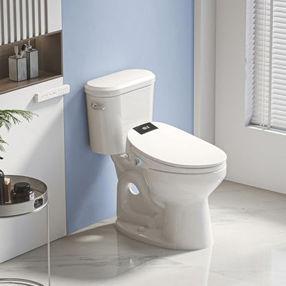 XCQQ Electric Heated Bidet Toilet Seat with Remote, Elongated, X60L | Instant Warm Water, Heated Seat, Warm Air Drying, Slow Close Lid, LED Display, Nightlight