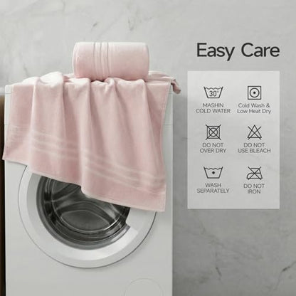 REDKISS Pink Extra Large Bath Sheets Towels - 700 GSM Cotton Bath Sheet, 35 x 70 Inches Jumbo Bathroom Towel Super Soft, Highly Absorbent, Hotel Quality, for Bathroom, Gym, 2 Piece - color: Pink