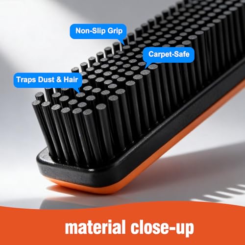 CLEANHOME Rubber Broom for Pet Hair on Carpet & Hardwood | With squeegee, removes pet hair from carpets & stairs, rubber bristles, works on hardwood & tile, adjustable handle