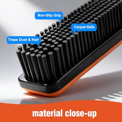 CLEANHOME Rubber Broom for Pet Hair on Carpet & Hardwood | With squeegee, removes pet hair from carpets & stairs, rubber bristles, works on hardwood & tile, adjustable handle